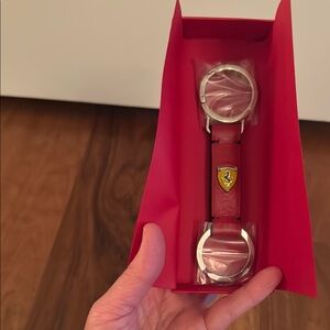 Ferrari Red Leather Keychain